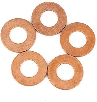 X AUTOHAUX 5pcs Rondelle Plate Cuivre Joint D'Étanchéité Pour Voiture | Joint Étanch., Résist. Chaleur, Conduct. Électr.&Therm., Pour Syst. Hydraul., Eau, Carb., Bouch. Puis., Facile Install.