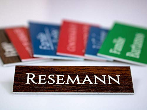 Klingelschild Türschild mit Gravur Türschilder in versch. Größen und Farben für die Haustür - Briefkasten Namensschild selbstklebend Briefkastenschild Rot Schwarz Holz Weiß