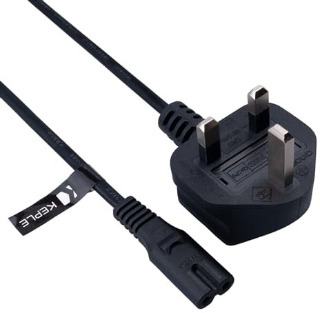 UK Mains Power Lead 2 Pin Fig 8 Cable Compatible with XBox Sky Box PS Sony Playstation 1 2 3 4 5/3 Pin Wall Cord to Figure 8 C7 (0.5m / 1.5ft)