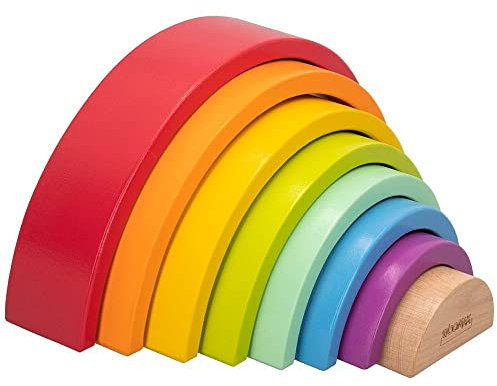 WOOMAX WOOMAX-46479 Regnbåge i trä (46479), parchis 8 st, 8 piezas
