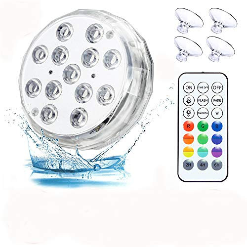 ABEDOE Hot Tub Lights With Remote Control, Multicolor Rgb 13-Led Lights IP68 Waterproof Submersible Led Light, 3 Modes,Timer Function Underwater Light For Pool,Vase Base, Aquarium,Garden,Party,Decor