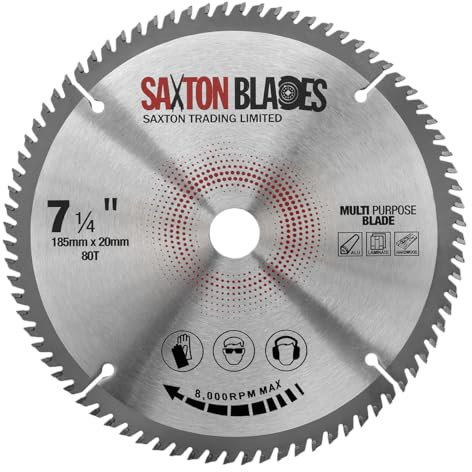 TCT18580TTCG20B Saxton TCT Circular Saw Blade 185mm x 80T x 20mm Bore (16mm ring) Aluminium Laminate Hardwood
