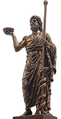 Altgriechische Medizin Gott Skulptur Statue, Asclepius Statue Retro Home Dekoration Harz Handwerk Skulptur Ornament H28CM