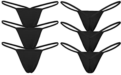 Women Cotton G-String Thongs T Back Underwear Panties Sexy Low Waist Micro Temptation Lingeries (S, 3 pack Black)
