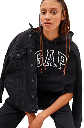 GAP dam logotyp huvtröja pullover pullover sweatshirt, äkta svart, medium, Sann svart, M