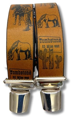 EDERER WESTERN ST-025 Bretelles de cowboy Country – 35 mm de large en forme de H avec 4 clips extra solides Autriche/marron occidental, marron foncé