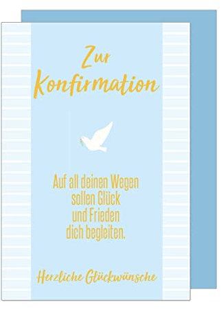 Edition Seidel Premium Glückwunschkarte zur Konfirmation mit Umschlag. Konfirmationskarte mit Spruch Karte Grusskarte weisse Taube Junge Mädchen (KF255 SW022)