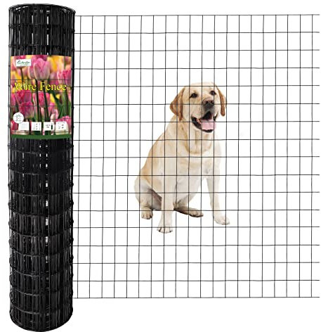 FOREHOGAR Gartenzaun, PVC-beschichtet, geschweißt, 16 GA, 7,6 x 5,1 cm, Schwarz