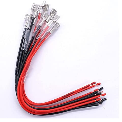 EKSIL 12Pcs 6.3mm(0.24) Connector Terminal Solderless Flexible Breadboard 19mm Jumper Wires Red And Black Combination