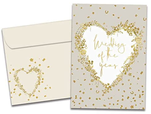 Tree-Free Greetings Wedding Cards - Artful Designs - 1 Card + Matching Envelopes - Made in USA - 100% Recycled Paper - 5x7 - Just the Beginning (GO65225)