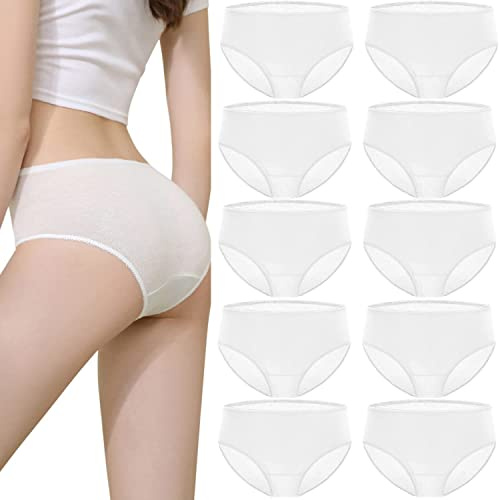 AOOPOO 10PCS Mutande USA e Getta da Donna, Slip Premaman da Donna in Cotone, Mutande Leggere comode per Il Viaggio Hotel Spa Incinta Postpartum - Confezionato Singolo