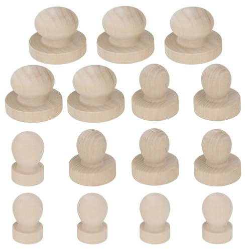 Tissting 15 Stück Unfertige Holzstempel Griff, Rund 2,5cm 3,8cm 5,1cm Holzstempel Griff Robuste Pinienholz Glättung Weithin Gebrauchte Holzknöpfe für Craft DIY Schnitzen