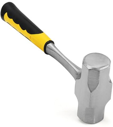MUKCHAP 2kg/4.4lbs Club Hammer, Sledgehammers Lump Drilling Hammer with Fibreglass Handle for Gardening, Camping, Rock