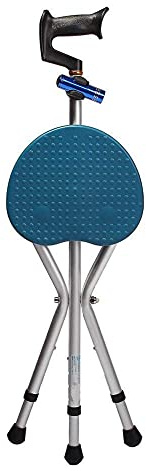 Klapphocker mit Stocksitz, für Senioren mit Behinderung, tragbarer Hocker aus Aluminiumlegierung, Gehstock, Krückenstuhl für ältere Menschen mit Taschenlampe, Hocker, höhenverstellbar, statische