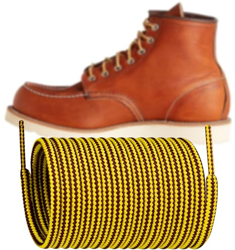 Endoto Lacci per Red Wing Stivali da Lavoro Escursionismo e Caccia, Rotondi Stringhe Laces di Ricambio per Scarpe - Giallo e Marrone, 54 pollici