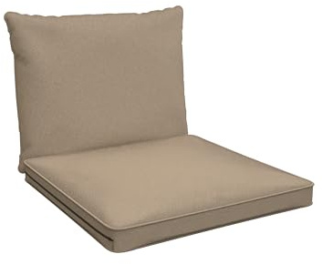 POKAR Coussins de Jardin Extérieur Coussin Chaise Galette de Chaise, 1 Lot de 2 (1x Coussin d'assise 70x70x5 cm + 1x Coussin Dossier 70x40x15 cm), Beige