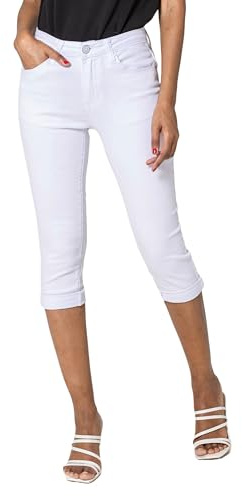 Nina Carter P230, pantaloni Capri Skinny Fit, jeans a vita alta, estivi, Bianco (P230-2), M szczupły