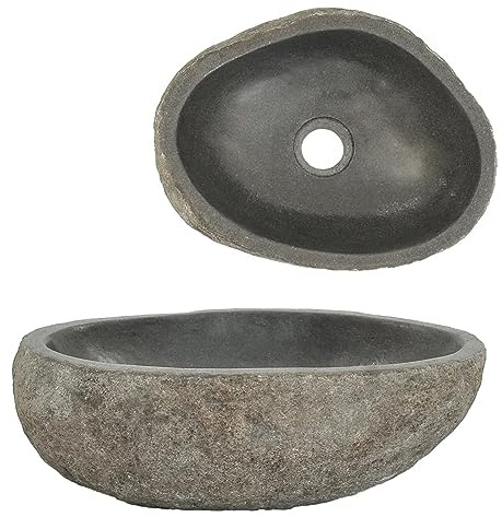 Ailgely Waschbecken Waschbecken Oval 29-38 cm, Flussstein Aufsatzwaschbecken Waschschale Waschtisch Handwaschbecken Bad Waschplatz Badezimmer