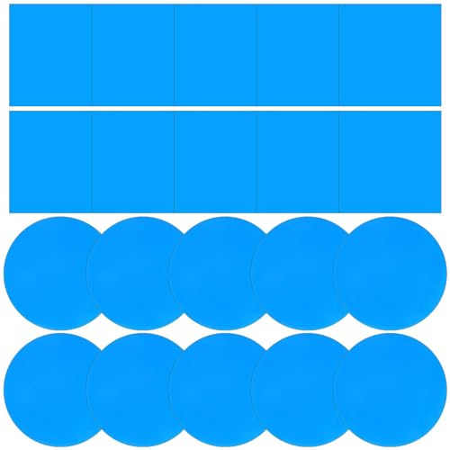 Semazz Rustine pour Piscine,20 PCS Patchs de Réparation de Piscine en Vinyle Kit de Réparation de Piscine Liner Auto-adhésif en PVC pour Tente Spa château Gonflable 10 Carrés + 10 Cercles Bleu