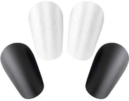 2 Paar Mini Schienbeinschoner Fußball, Kleine Schienbeinschoner Fußball,10x6cm Schienbeinschutz Fussball Mini, Mini Shin Pads Football Für Kinder Herren (Schwarz, Weiß)