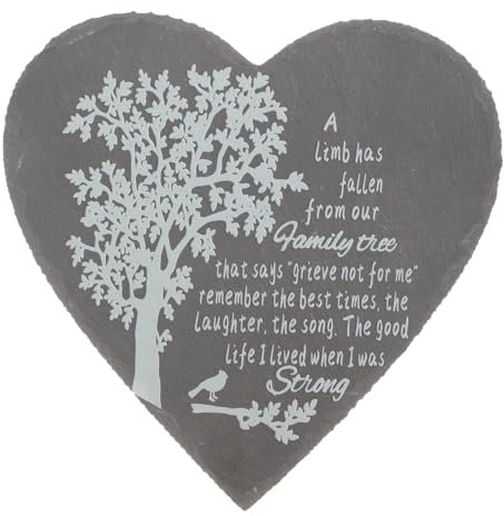 STOBAZA Herzförmiger Gedenkstein Aus Schiefer Für Haustiere Und Geliebte Menschen Als Friedhofsdekor Mit Gedenkgravur Für Grab Und Garten