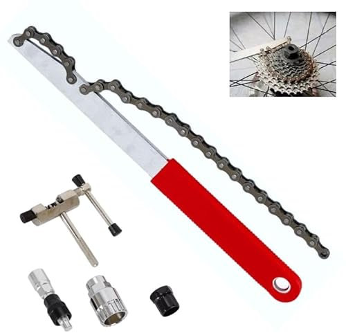 Taozhiyy Látigo de cadena de bicicleta, extractor de piñones, extractor de piñones, kit de extractor de corona de tornillo, herramienta universal 5 en 1 para extracción de cassette y corona de