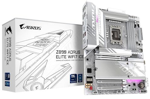 GIGABYTE Z890 AORUS Elite WIFI7 Ice Motherboard - Unterstützt Intel Core Ultra (Serie 2) CPUs, 16+1+2 Phasen VRM, bis zu 8800MHz DDR5 (OC), 1xPCIe 5.0 + 3xPCIe 4.0, Wi-Fi 7, 2.5GbE LAN