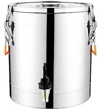 KUANGGE Versiegelter Eimer aus Edelstahl 304, mit Wasserhahn und hochelastischer Schnalle, Milchtransportdosen und Weineimer aus Edelstahl, zur Lagerung von Milch/Öl/Wein/Suppe,43 * 60CM/100L