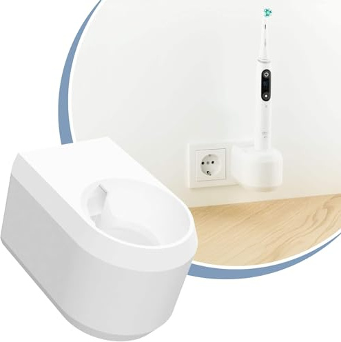 Cleverstation Zahnbürstenhalter elektrische Zahnbürste - passend für Oral B Zahnbürste (iO Ladegerät 3768 notwendig), Zahnbürstenhalter Wand (Weiß)