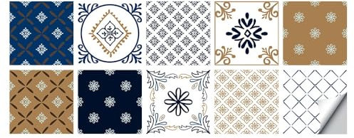 20 PCS Fliesenaufkleber Selbstklebende,Einfache Farbe,marokkanischer Stil,Fliesen Fliesenaufkleber für Bad und Küche Deko Wasserfest Fliesen Aufkleber,10x10cm