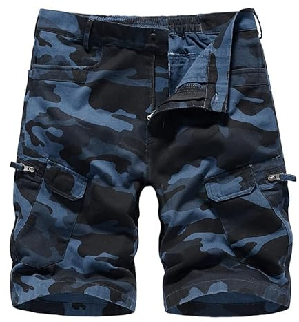 Misfuso Kurze Hosen Herren Shorts Cargo Shorts Camouflage Sommer Freizeithose Sport Camping Wandern Tarnen Baumwolle Arbeitsshorts