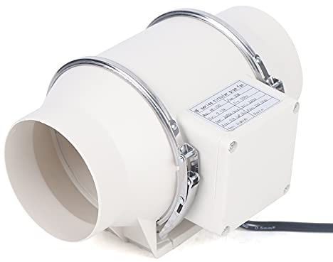 jiumxliu Abluftventilator 100mm Rohrventilator Kanalventilator Abluftventilator Badlüfter Wasserdicht 530m³/h für Bad Küche Hotel Toilette Büro