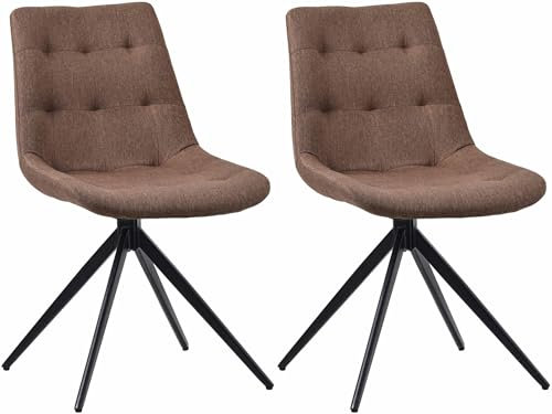 CLP 2er Set Esszimmerstuhl Merna I Küchenstuhl gepolstert und schwenkbar I Polsterstuhl mit Rückenlehne, Farbe:Taupe, Material:Stoff