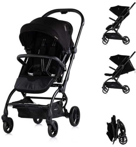 Chipolino carrozzina, passeggino Revolut, girevole a 360 gradi, pneumatici EVA, colorazione:nero