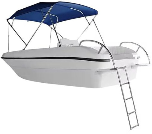 Durable 4-Step Telescopic Boat Ladder - Stainless Steel Folding Boarding Ladder for Swimming Pool & Marine Use - Stable Mounting Platform, Silver Finish