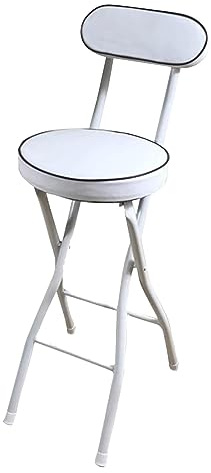Sgabello da bar pieghevole portatile con supporto per la schiena, poggiapiedi e seduta imbottita, altezza bancone 65 cm