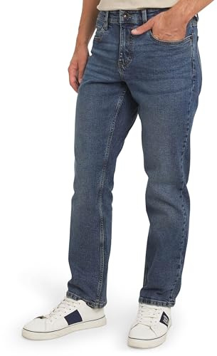 Chaps Men's 5 Pocket Relaxed Fit Stretch Waist Denim Jeans, Armour Wash, 32W x 30L