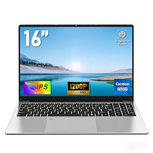 FUNYET Portátil de 16 Pulgadas, Win11 Ordenador Portátil, procesador N100 Laptop, 16GB RAM 1TB SSD, 1920 x 1200 FHD Laptop, Teclado con retroiluminación, 180 ° ángulo de Apertura Notebook, 46.2 WH