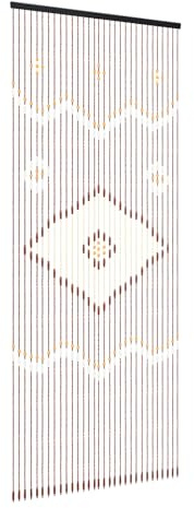 HazLope Türvorhang mit Bambusperlen, Raumteiler, Dekoration, Bohème, Vintage, Vorhang aus Naturholz, geometrische Motive, Schokolade, ohne Bohren, für Eingang, Schlafzimmer, Wohnzimmer, Balkon, 90 x