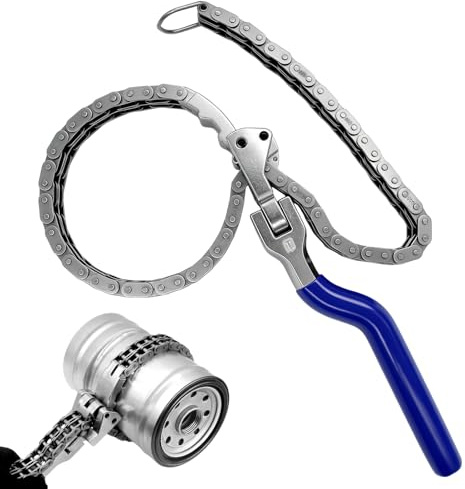 Lurtgex® Ölfilter Schlüssel, Ölfilterschlüssel für Ölfilter-ø 60-160 MM | Ölfilter Werkzeug, Stahlguss, Ölfilterzange Doppelketten-Design für Hervorragenden Halt Sorgen, Mit Schutzhandschuhe