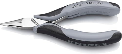 KNIPEX Elektronik-Greifzange ESD mit durchgestecktem Gelenk mit Mehrkomponenten-Hüllen 115 mm, 35 22 115 ESD