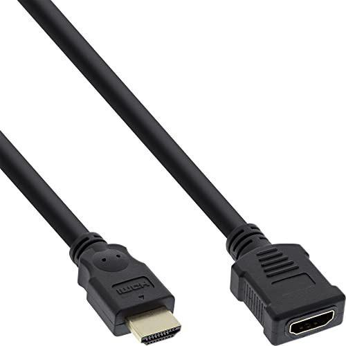 InLine 17633G HDMI Verlängerung, HDMI-High Speed, Stecker / Buchse, schwarz, vergoldete Kontakte, 3m | HDMI High Speed, Full HD bis 1080p, vergoldete Kontakte, Stecker auf Buchse