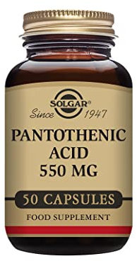 Solgar Pantothenic Acid 550 mg Vegetable Capsules - Pack of 50 - Reduces Tiredness and Fatigue - For Daily Use - Vegan and Gluten Free