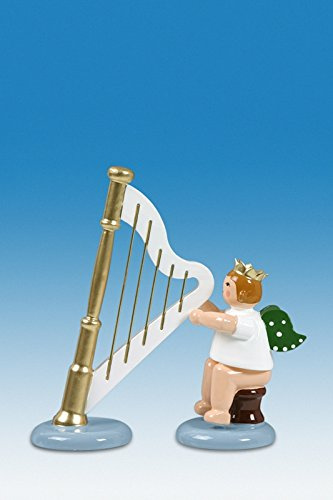 Rudolphs Schatzkiste Holzfigur Engel sitzend mit Harfe und Krone Höhe 6cm NEU Holzengel Instrument Seiffen Erzgebirge Figur Dekoration Holzfiguren Weihnachten Fensterschmuck Spielzeug Deko