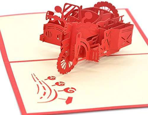 Medigy 3D POP UP Grußkarte Handgemacht Segen Papier Klappkarten Business Geschenkkarte Glückwunschkarten,Retro motorcycle