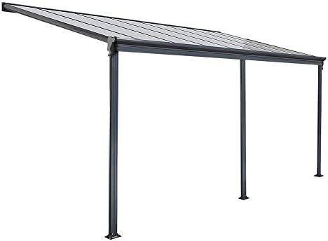 Home Deluxe - Terrassenüberdachung Solis - Grau - B/T/H: 434 x 303 x 226/278 cm - inkl. Hohlkammerplatten, Montagematererial I Carport Pavillion Pergola
