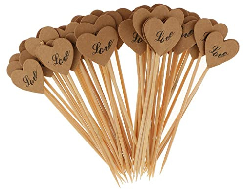 MagiDeal 50er/Set Kraftpapier Cupcake Picks Zahnstocher für Party Kuchen Dekoration, # Love