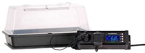 Romberg Climatic M LED | Gewächshaus mit Belüftung | LED Beleuchtung | Heizmatte und Thermostat | 38 x 24 x 19 cm | Anthrazit