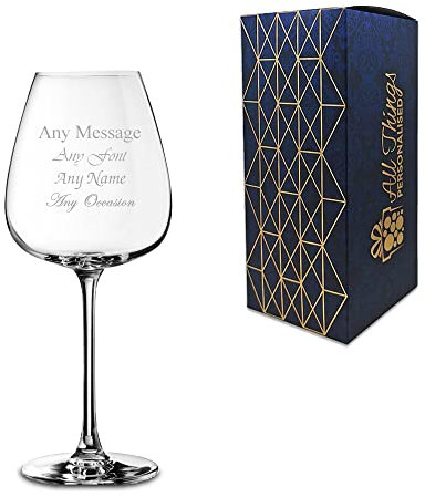 MOSKILA Personalised Engraved Grands Cepages 12.5oz Red Wine Glass with Gift Box - Any Message Engraved!!