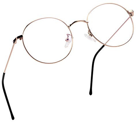 LifeArt Lese von Gläsern | Blaulichtfilter Brille Frauen | Computerbrille Männer | Runde Metallgestell Anti-Augen-Müdigkeit Gläsern (Roségold, +0.25 Vergrößerung）